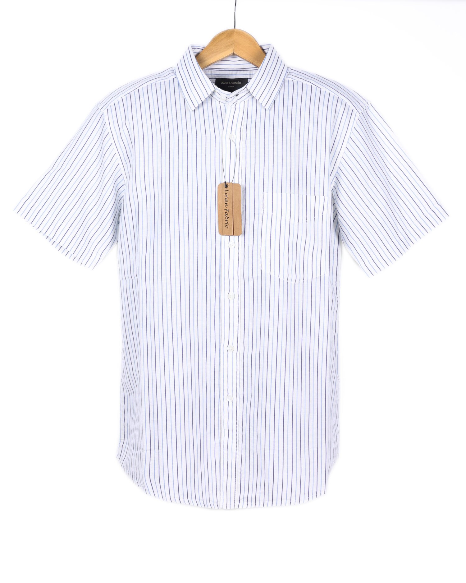 Ash white with Blue & Navy Pinstripe 100% Linen Shirt – Crafted from premium European yarn with an ultra-soft finish that’s gentle on your skin