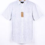 Ash white with Blue & Navy Pinstripe 100% Linen Shirt – Crafted from premium European yarn with an ultra-soft finish that’s gentle on your skin.