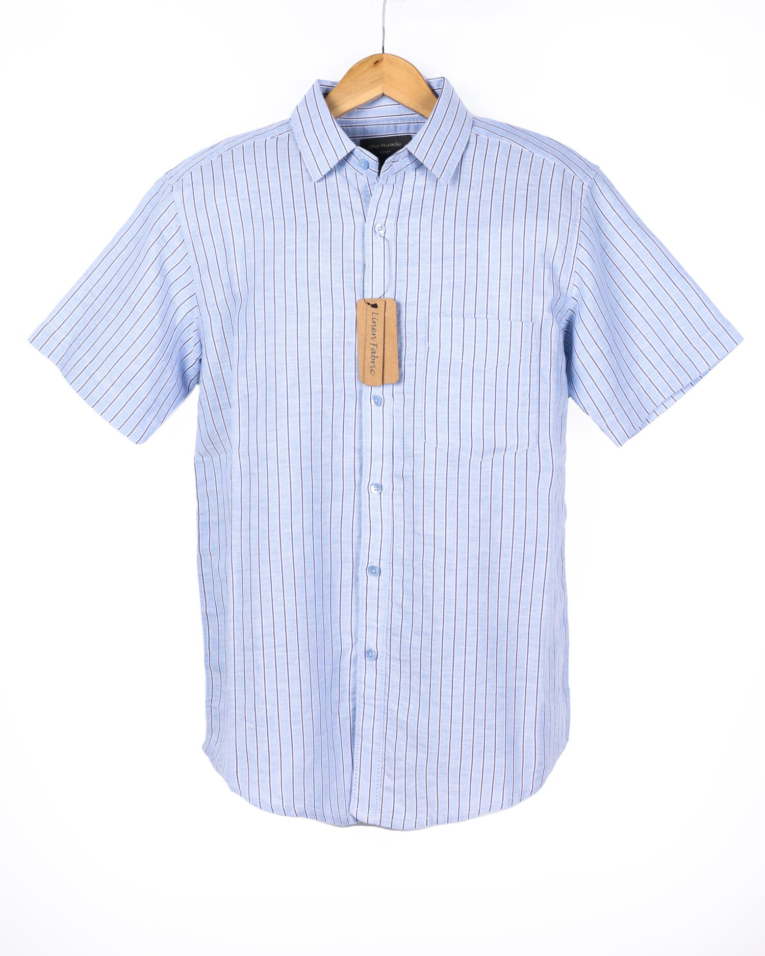 Ocean Blue Striped Shirt – Crafted in a 55% Linen & 45% Cotton blend. Offers the perfect balance of softness to skin, breathability, and everyday comfort.