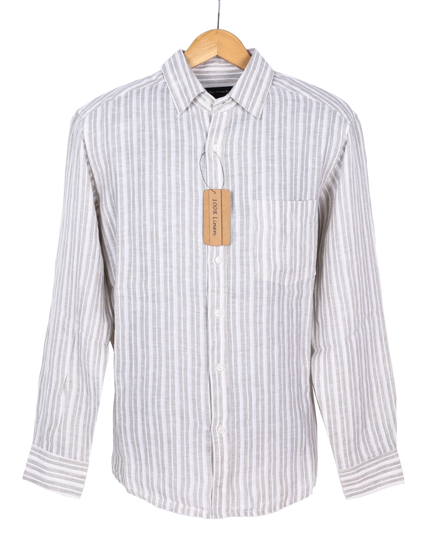 100% pure European linen, this full-sleeve shirt offers a rich navy tone with a breathable, soft-touch finish. Lightweight and skin-friendly.