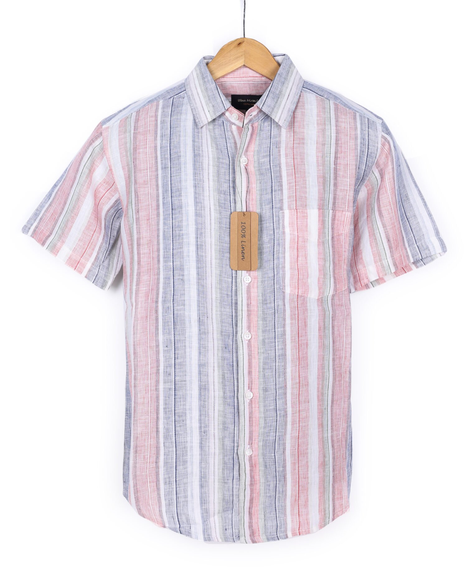 100% linen shirt is crafted from premium European yarn in vibrant yarn-dyed stripes. It’s breathable, skin-friendly, and perfect for warm-weather days