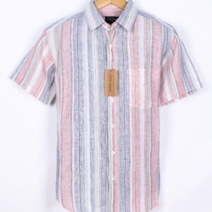 100% linen shirt is crafted from premium European yarn in vibrant yarn-dyed stripes. It’s breathable, skin-friendly, and perfect for warm-weather days.